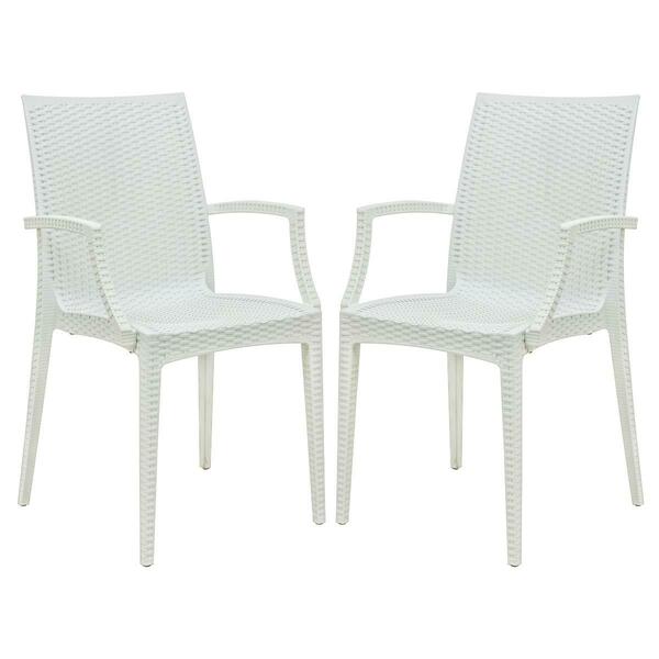 Kd Americana 35 x 16 in. Weave Mace Indoor & Outdoor Chair with Arms, White, 2PK KD3039914